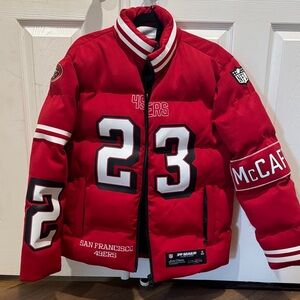 NWT Unisex Off Season McCaffrey Small San Francisco 49ers Red Jacket SOLD OUT